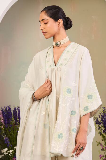 Buy Sue Mue Green Handloom Cotton, Chanderi , Chanderi, Handwoven Kurta Set Online at Aza Fashions Buy_Sue Mue_Green Handloom Cotton, Chanderi , Chanderi, Handwoven Kurta Set _Online_at_Aza_Fashions