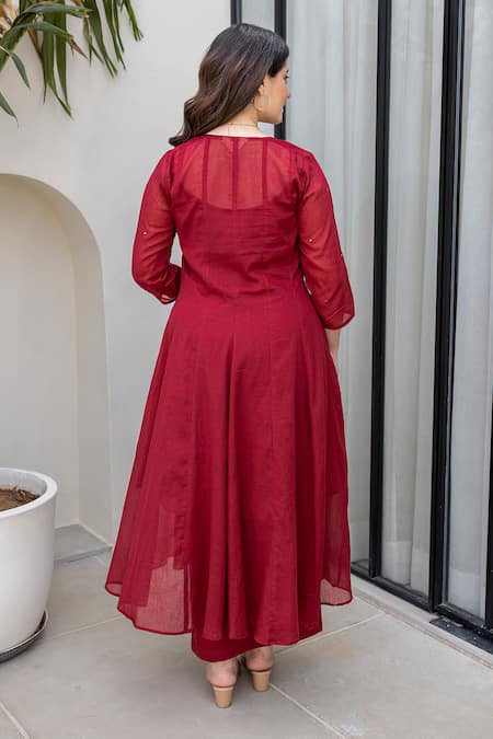 ASRUMO Mulberry Maroon Cotton Anarkali Set 