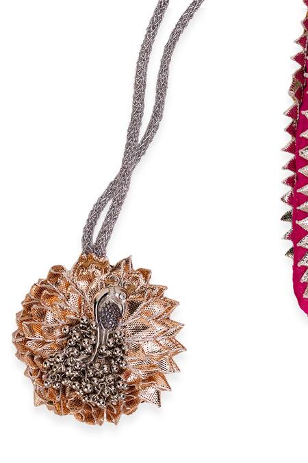 5elements Pink Embroidery, Zari Designer Potli Bag Online at Aza Fashions 5elements_Pink Embroidery, Zari Designer Potli Bag _Online_at_Aza_Fashions