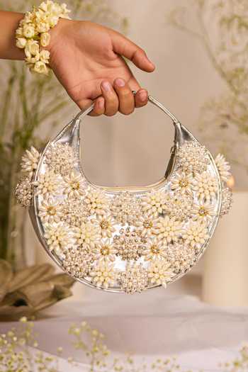 Buy 5elements Silver Embroidery, Beads Sabrina Potli Handbag at Aza Fashions Buy_5elements_Silver Embroidery, Beads Sabrina Potli Handbag _at_Aza_Fashions