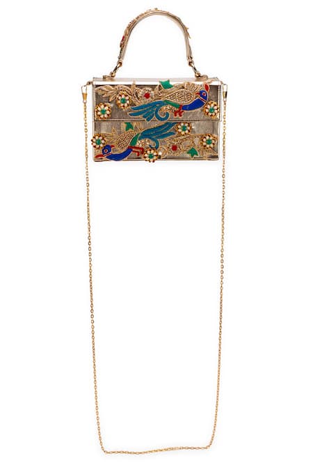 5elements_Gold Embroidery Moor Goota Clutch _Online_at_Aza_Fashions