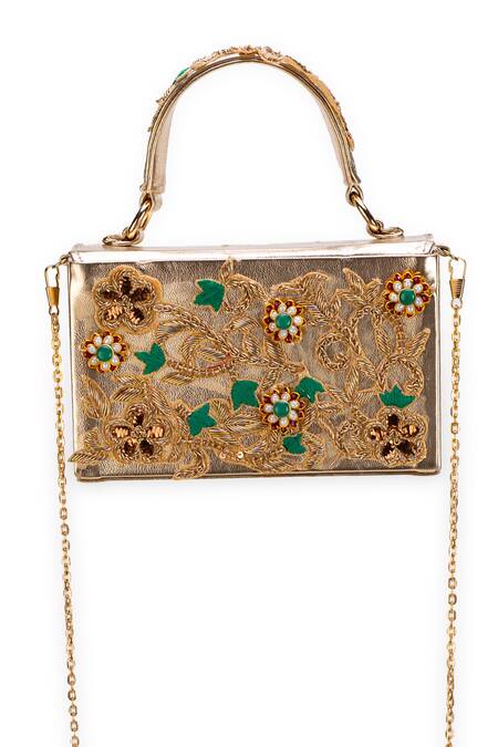 5elements_Gold Embroidery Moor Goota Clutch _at_Aza_Fashions