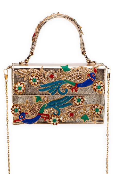 Buy_5elements_Gold Embroidery Moor Goota Clutch 