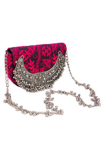 5elements Purple Beads, Chains Harini Magenta Handbag Online at Aza Fashions 5elements_Purple Beads, Chains Harini Magenta Handbag _Online_at_Aza_Fashions