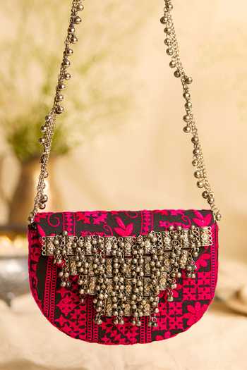 5elements Purple Beads, Chains Harini Magenta Handbag at Aza Fashions 5elements_Purple Beads, Chains Harini Magenta Handbag _at_Aza_Fashions