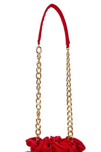 5elements_Red Beads, Tassels Charmy Potli Bag _Online_at_Aza_Fashions