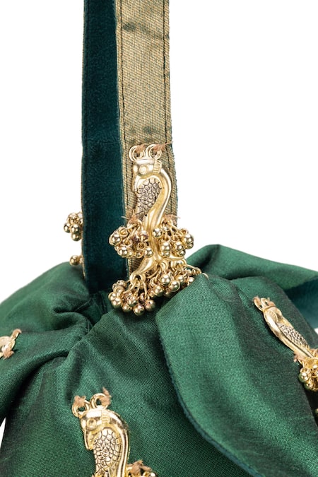 Buy_5elements_Green Tassels, Beads Vanalika Designer Potli Bag 