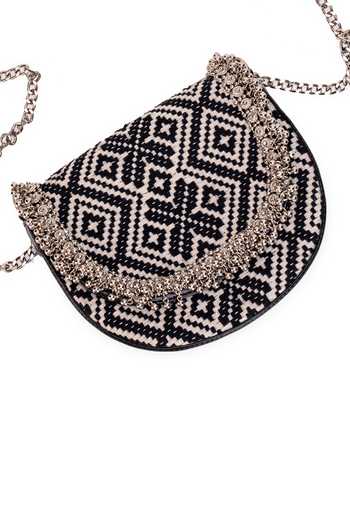 5elements_Black Beads Designer Vani Handbag _at_Aza_Fashions