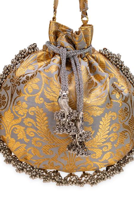 Buy_5elements_Gray Tassels Designer Brocade Potli Bag 