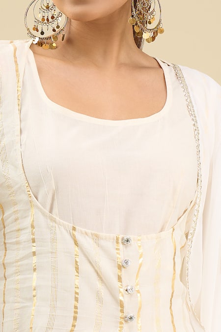 Samyukta Singhania White Chinon, Georgette Embroidery Round Neck Anarkali Suit Set Online at Aza Fashions Samyukta Singhania_White Chinon, Georgette Embroidery Round Neck Anarkali Suit Set _Online_at_Aza_Fashions