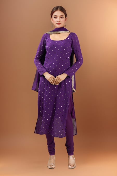 Samyukta Singhania Purple Stripe Gown Suit Set 