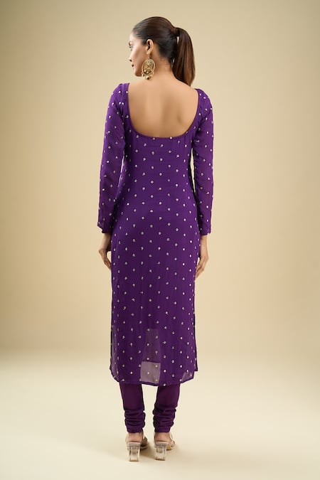 Samyukta Singhania Purple Stripe Gown Suit Set 
