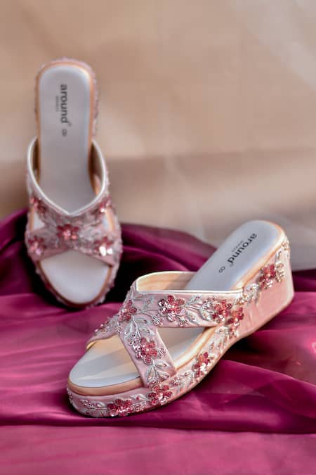 AROUND ALWAYS Pink Embroidery, Sequins Designer Ada Wedge 
