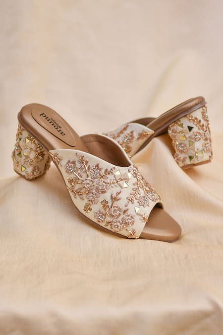 Around Always Buttercup Embroidered Heels 