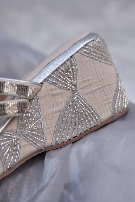 Around Always_Silver Sequins Illusion Wedges  _Online_at_Aza_Fashions