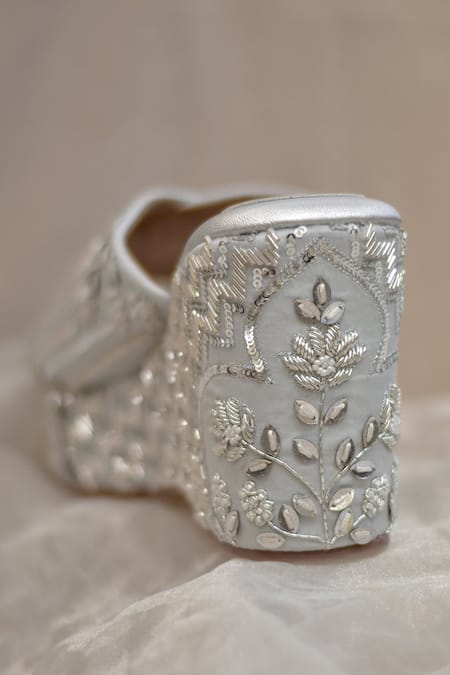 Around Always_Silver Embroidery, Sequins Melody Wedges _Online_at_Aza_Fashions