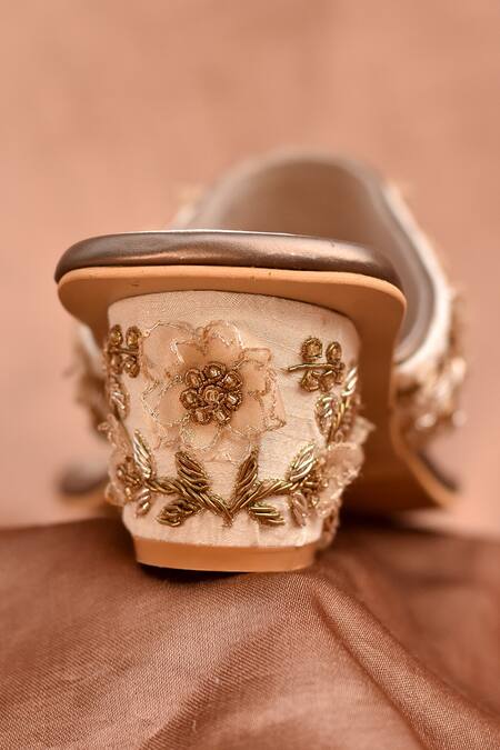 Buy_Around Always_Gold Embroidery Urvi Heels _Online_at_Aza_Fashions