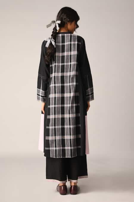 Shop Payal Pratap Black Handloom Cotton Collared Tunic at Aza Fashions Shop_Payal Pratap_Black Handloom Cotton Collared Tunic _at_Aza_Fashions