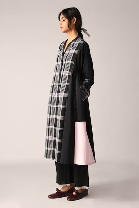 Buy Payal Pratap Black Handloom Cotton Collared Tunic Online at Aza Fashions Buy_Payal Pratap_Black Handloom Cotton Collared Tunic _Online_at_Aza_Fashions