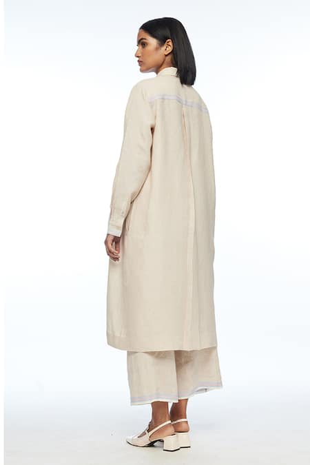 Shop Payal Pratap Beige Linen Handloom Elasticated Pants at Aza Fashions Shop_Payal Pratap_Beige Linen Handloom Elasticated Pants _at_Aza_Fashions