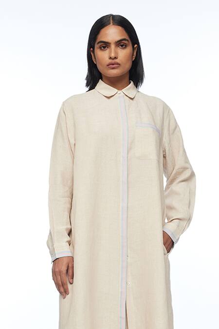 Payal Pratap Beige Linen Handloom Elasticated Pants Online at Aza Fashions Payal Pratap_Beige Linen Handloom Elasticated Pants _Online_at_Aza_Fashions