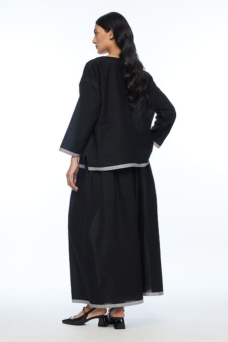 Shop Payal Pratap Black Handloom Cotton Round Neck Oversize Top at Aza Fashions Shop_Payal Pratap_Black Handloom Cotton Round Neck Oversize Top _at_Aza_Fashions