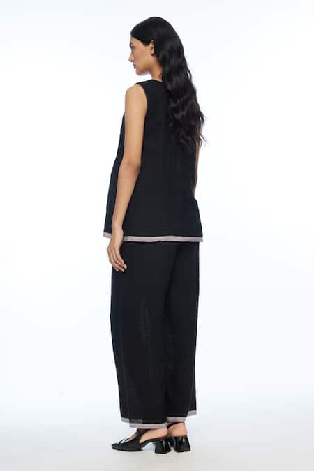 Shop Payal Pratap Black Handloom Cotton Round Neck Davurica Pintuck Camisole Top at Aza Fashions Shop_Payal Pratap_Black Handloom Cotton Round Neck Davurica Pintuck Camisole Top _at_Aza_Fashions