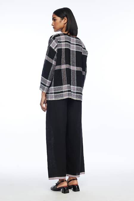 Shop Payal Pratap Black Linen Boat Neck Caesia Boxy Top at Aza Fashions Shop_Payal Pratap_Black Linen Boat Neck Caesia Boxy Top _at_Aza_Fashions