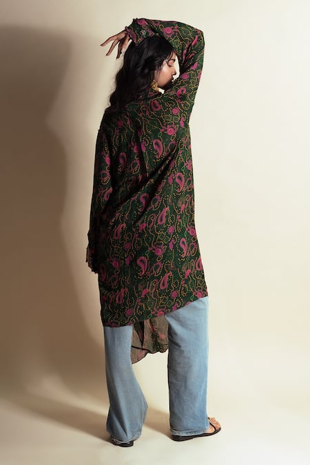 Style Junkiie Paisley Print Green Shirt Dress 