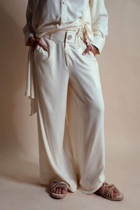 Shop Style Junkiie Cream Rayon, Twill Tassels Collared Long Shirt Dress Online at Aza Fashions Shop_Style Junkiie_Cream Rayon, Twill Tassels Collared Long Shirt Dress _Online_at_Aza_Fashions