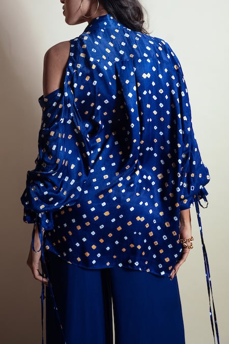 Shop_Style Junkiie_Blue Rayon, Twill Cobalt Flared Pant _at_Aza_Fashions