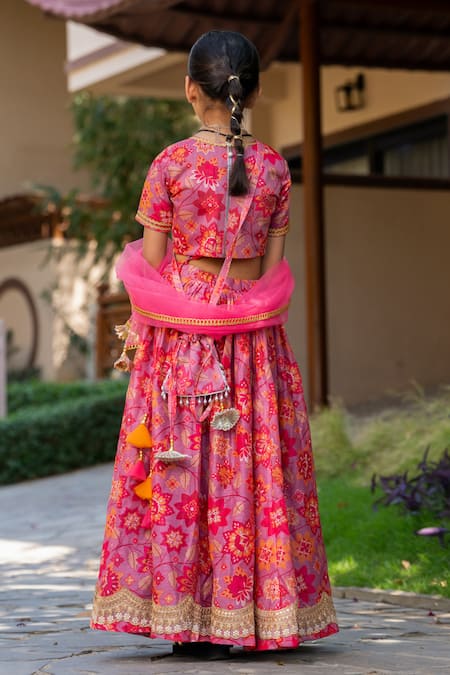 Yuvraani Jaipur Cherry Red Printed Lehenga Set 