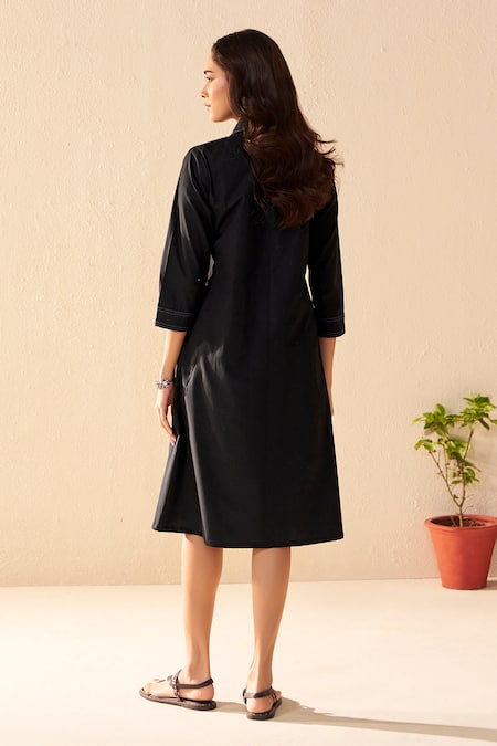 Savaaya Breeze Blue & White Midi Dress 