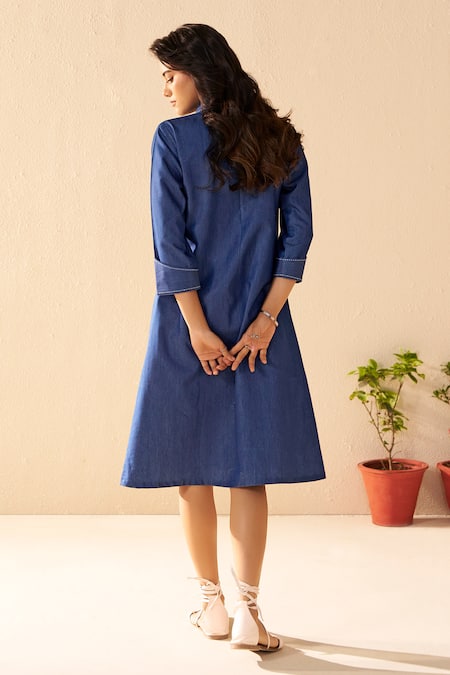 Savaaya Elysian Denim Midi Dress 