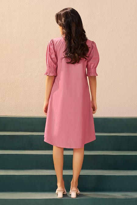 Savaaya Whisper Pink Poplin Midi Dress 