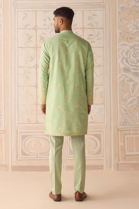 Shyam Narayan Prasad Embroidered Reed Green Kurta Set 