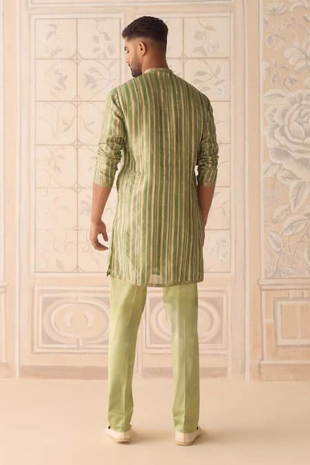 Shyam Narayan Prasad Striped Nehru Jacket Set 