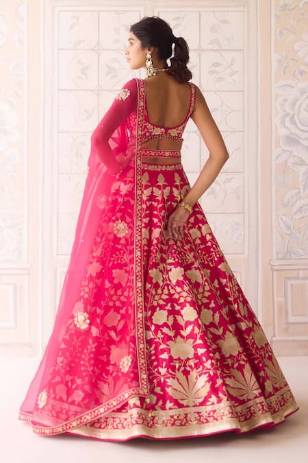 Shyam Narayan Prasad Carmine Rose Pink Embroidered Lehenga Set 