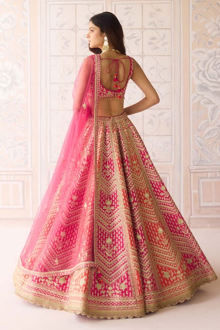 Shyam Narayan Prasad Coral Orange Pink Bridal Lehenga Set 