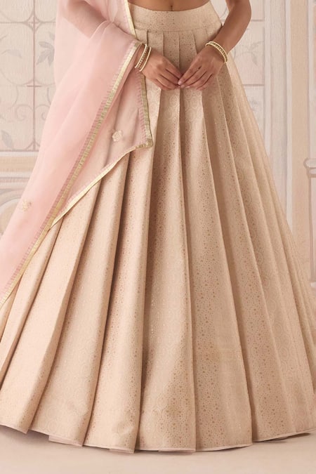 Shyam Narayan Prasad Pink Brocade, Organza Lace Square Neck Pearl Lehenga Set at Aza Fashions Shyam Narayan Prasad_Pink Brocade, Organza Lace Square Neck Pearl Lehenga Set _at_Aza_Fashions