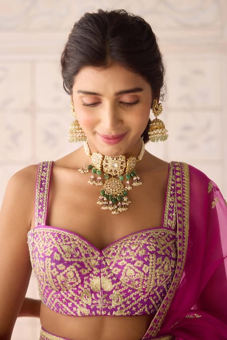 Buy Shyam Narayan Prasad Purple Silk, Organza Embroidery Sweetheart Neck Zari Dori Lehenga Set Online at Aza Fashions Buy_Shyam Narayan Prasad_Purple Silk, Organza Embroidery Sweetheart Neck Zari Dori Lehenga Set _Online_at_Aza_Fashions