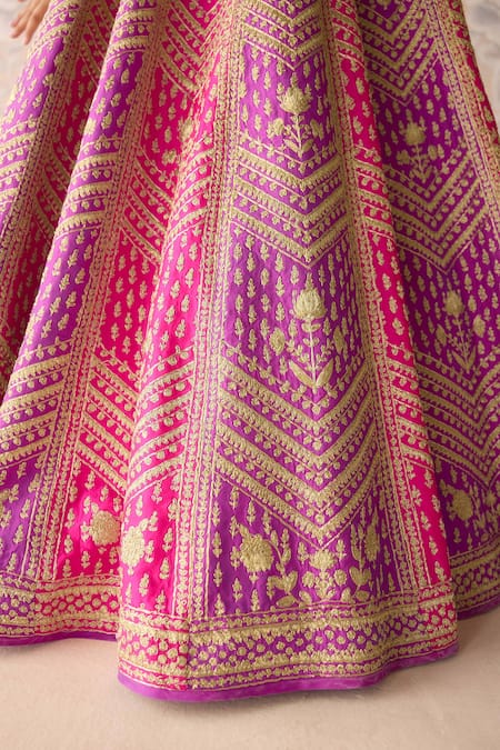 Shyam Narayan Prasad Purple Silk, Organza Embroidery Sweetheart Neck Zari Dori Lehenga Set at Aza Fashions Shyam Narayan Prasad_Purple Silk, Organza Embroidery Sweetheart Neck Zari Dori Lehenga Set _at_Aza_Fashions