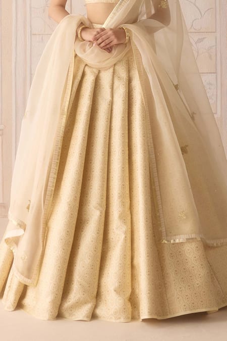 Shyam Narayan Prasad Ivory Brocade, Organza Embroidery Sweetheart Neck Lehenga Set Online at Aza Fashions Shyam Narayan Prasad_Ivory Brocade, Organza Embroidery Sweetheart Neck Lehenga Set _Online_at_Aza_Fashions