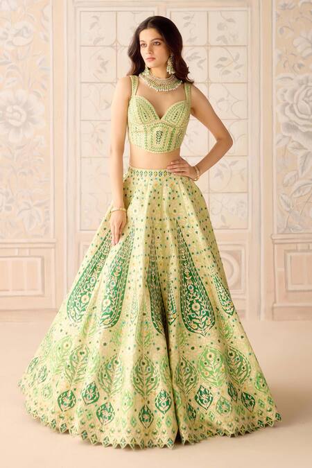 Shop Shyam Narayan Prasad Green Silk, Organza Gota Patti, Embroidery, Butterfly Applique Lehenga Set Online at Aza Fashions Shop_Shyam Narayan Prasad_Green Silk, Organza Gota Patti, Embroidery, Butterfly Applique Lehenga Set _Online_at_Aza_Fashions