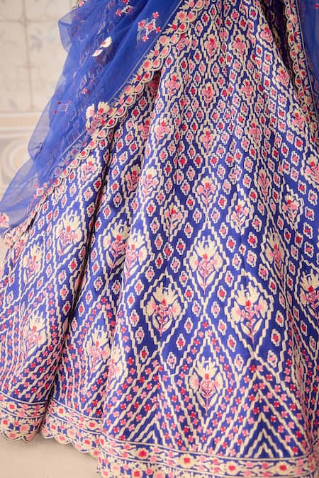 Buy Shyam Narayan Prasad Mauve Silk, Net Gota Patti, Embroidery Square Neck Mazarine Blue Lehenga Set Buy_Shyam Narayan Prasad_Mauve Silk, Net Gota Patti, Embroidery Square Neck Mazarine Blue Lehenga Set