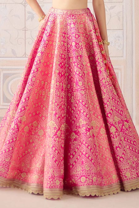 Shyam Narayan Prasad Coral Silk, Organza Zari, Tassels Sweetheart Neck Pink Embroidered Lehenga Set at Aza Fashions Shyam Narayan Prasad_Coral Silk, Organza Zari, Tassels Sweetheart Neck Pink Embroidered Lehenga Set _at_Aza_Fashions