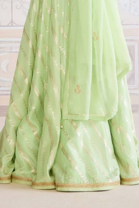 Shyam Narayan Prasad Green Brocade, Organza Gota Patti Sweetheart Butterfly Embroidered Lehenga Set Online at Aza Fashions Shyam Narayan Prasad_Green Brocade, Organza Gota Patti Sweetheart Butterfly Embroidered Lehenga Set _Online_at_Aza_Fashions