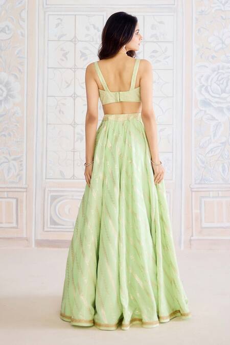 Buy Shyam Narayan Prasad Green Brocade, Organza Gota Patti Sweetheart Butterfly Embroidered Lehenga Set Online at Aza Fashions Buy_Shyam Narayan Prasad_Green Brocade, Organza Gota Patti Sweetheart Butterfly Embroidered Lehenga Set _Online_at_Aza_Fashions