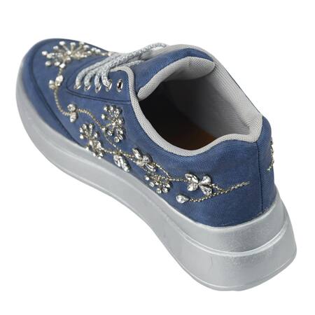 Buy_Sole Mates by Palak_Blue Designer Denim Sneakers  _Online_at_Aza_Fashions