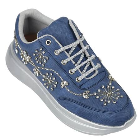 Shop_Sole Mates by Palak_Blue Designer Denim Sneakers  _Online_at_Aza_Fashions